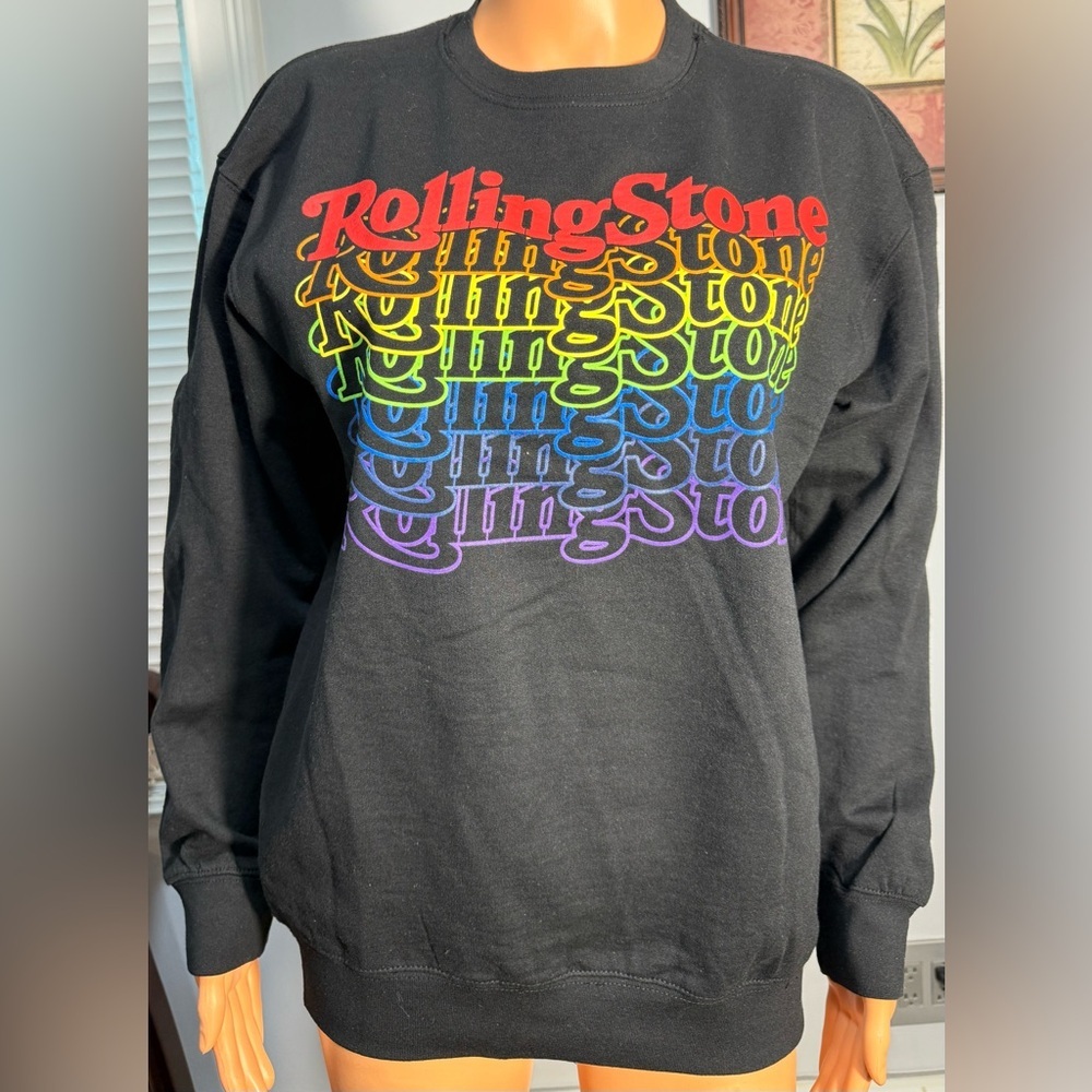 The Rolling Stones, womens black crew neck sweatshirt - Picture 2 of 12